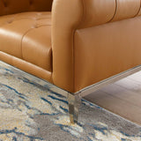 Idyll Tufted Button Upholstered Leather Chesterfield Armchair - Vintage Glam & Ergonomic Seating