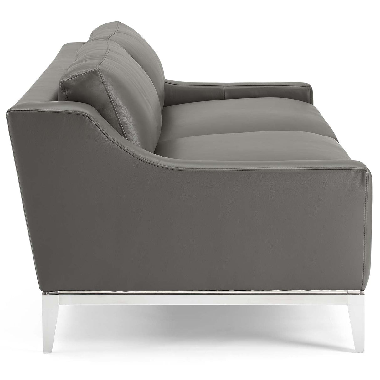 Harness 83.5" Leather Sofa - Mid-Century Modern & Stainless Steel Base