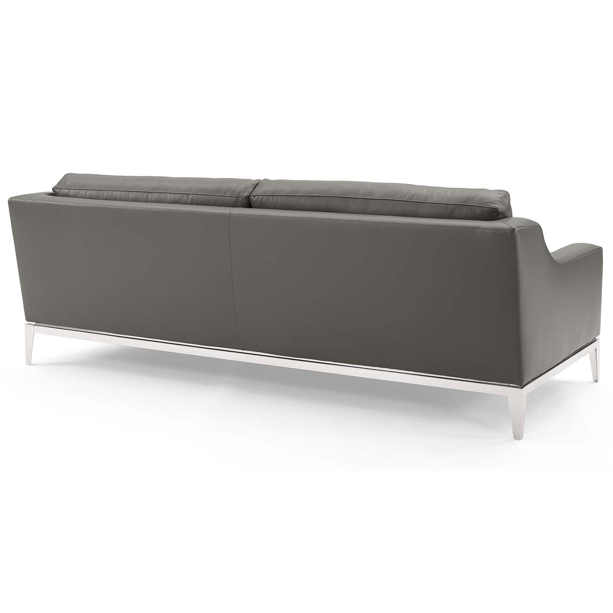 Harness 83.5" Leather Sofa - Mid-Century Modern & Stainless Steel Base