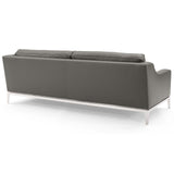 Harness 83.5" Leather Sofa - Mid-Century Modern & Stainless Steel Base