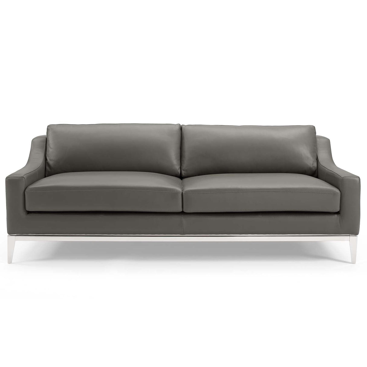 Harness 83.5" Leather Sofa - Mid-Century Modern & Stainless Steel Base