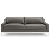 Harness 83.5" Leather Sofa - Mid-Century Modern & Stainless Steel Base