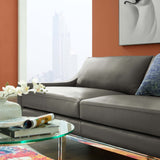 Harness 83.5" Leather Sofa - Mid-Century Modern & Stainless Steel Base