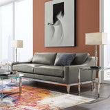 Harness 83.5" Leather Sofa - Mid-Century Modern & Stainless Steel Base