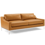 Harness 83.5" Leather Sofa - Mid-Century Modern & Stainless Steel Base