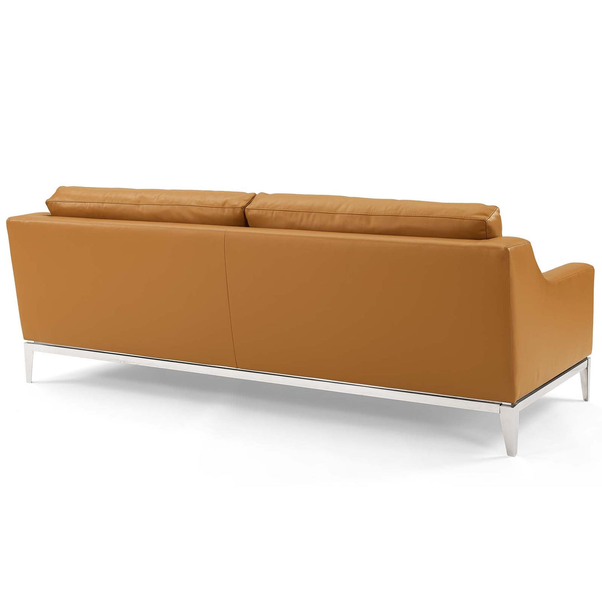 Harness 83.5" Leather Sofa - Mid-Century Modern & Stainless Steel Base