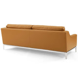 Harness 83.5" Leather Sofa - Mid-Century Modern & Stainless Steel Base