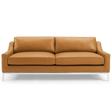 Harness 83.5" Leather Sofa - Mid-Century Modern & Stainless Steel Base