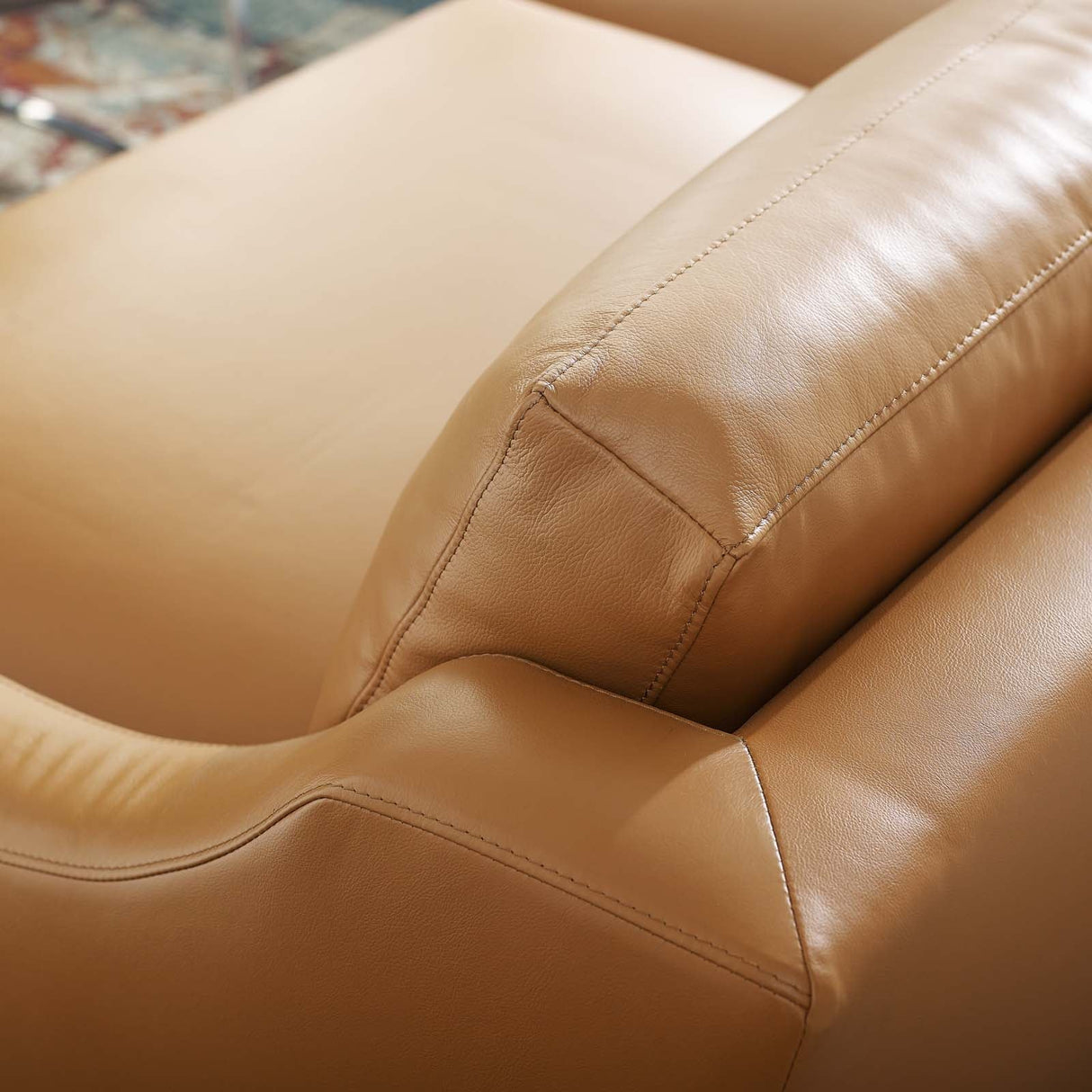 Harness 83.5" Leather Sofa - Mid-Century Modern & Stainless Steel Base