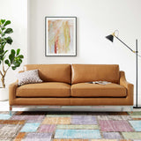 Harness 83.5" Leather Sofa - Mid-Century Modern & Stainless Steel Base
