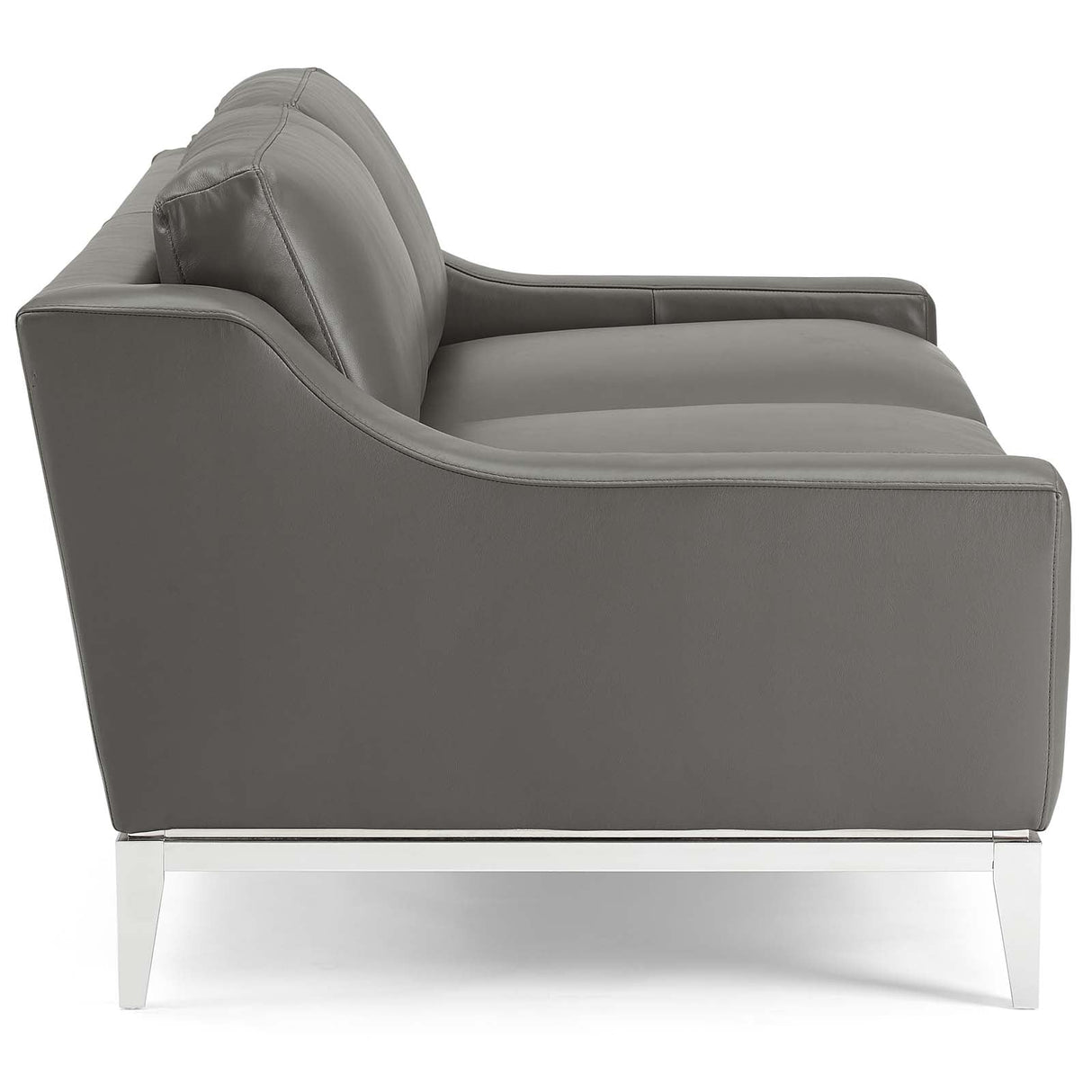 Harness 64" Stainless Steel Base Leather Loveseat - Modern Industrial & Premium Padded Comfort