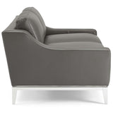 Harness 64" Stainless Steel Base Leather Loveseat - Modern Industrial & Premium Padded Comfort