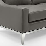 Harness 64" Stainless Steel Base Leather Loveseat - Modern Industrial & Premium Padded Comfort