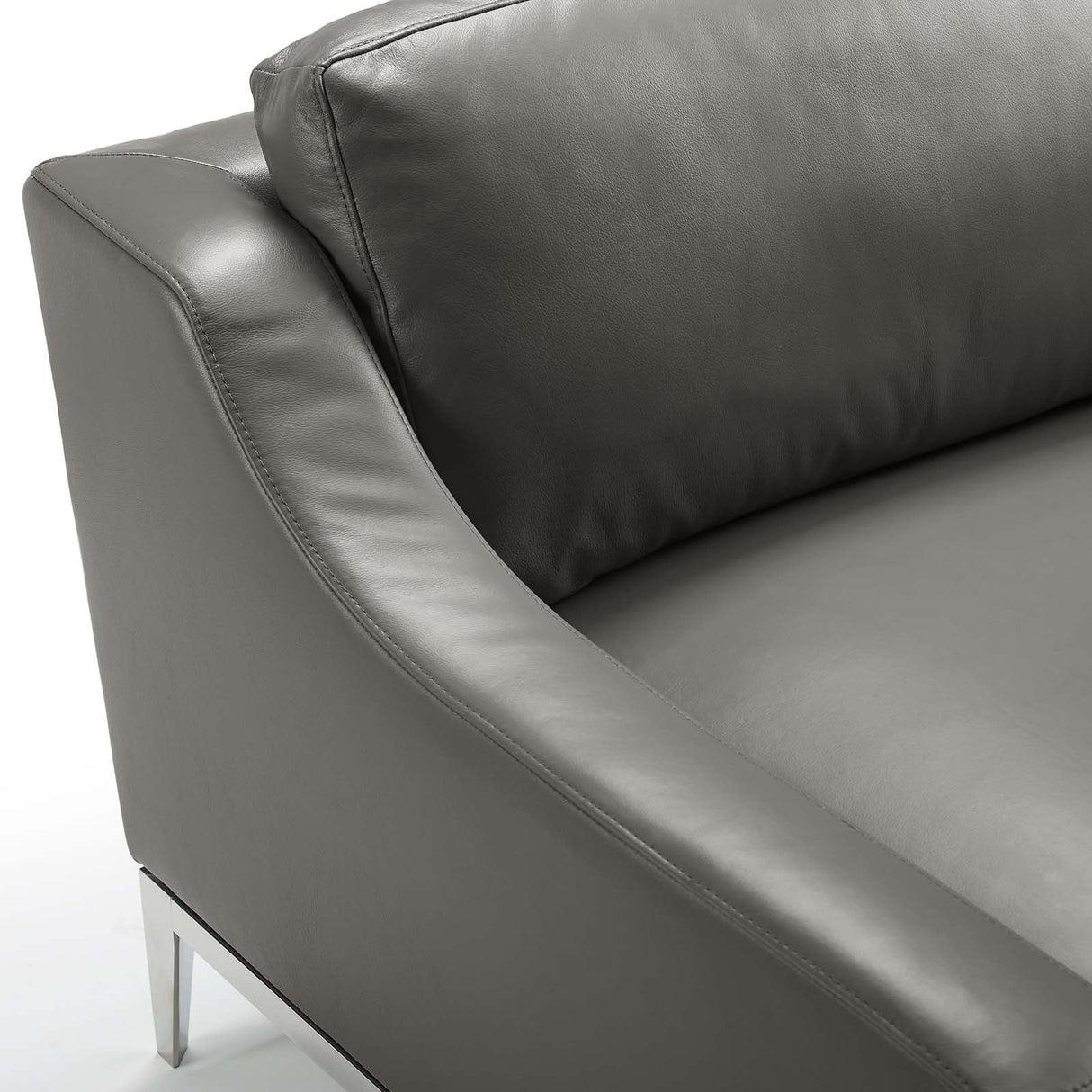 Harness 64" Stainless Steel Base Leather Loveseat - Modern Industrial & Premium Padded Comfort