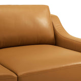 Harness 64" Stainless Steel Base Leather Loveseat - Modern Industrial & Premium Padded Comfort