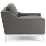 Harness Stainless Steel Base Leather Armchair - Mid-Century Modern & Polished Chrome Support