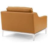 Harness Stainless Steel Base Leather Armchair - Mid-Century Modern & Polished Chrome Support