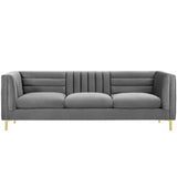 Ingenuity Channel Tufted Performance Velvet Sofa - Retro-Modern & Stain-Resistant Luxury