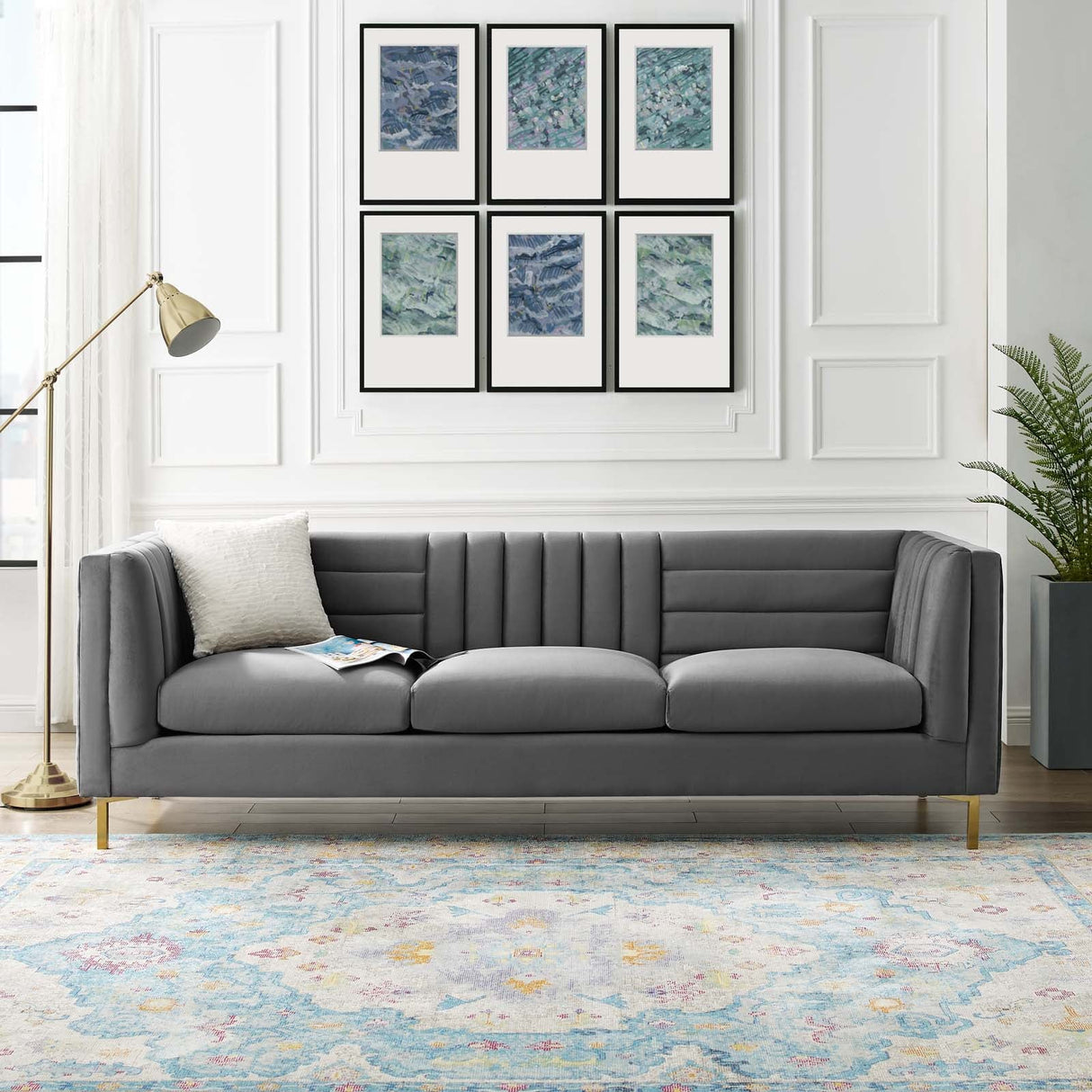 Ingenuity Channel Tufted Performance Velvet Sofa - Retro-Modern & Stain-Resistant Luxury