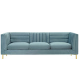 Ingenuity Channel Tufted Performance Velvet Sofa - Retro-Modern & Stain-Resistant Luxury