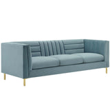 Ingenuity Channel Tufted Performance Velvet Sofa - Retro-Modern & Stain-Resistant Luxury