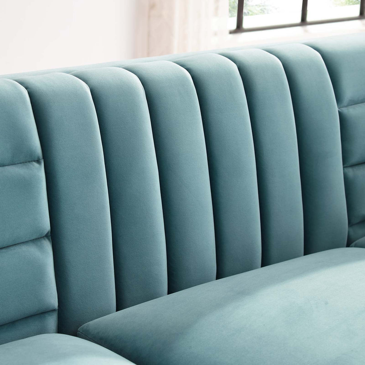 Ingenuity Channel Tufted Performance Velvet Sofa - Retro-Modern & Stain-Resistant Luxury