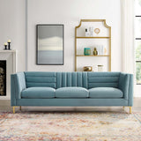 Ingenuity Channel Tufted Performance Velvet Sofa - Retro-Modern & Stain-Resistant Luxury
