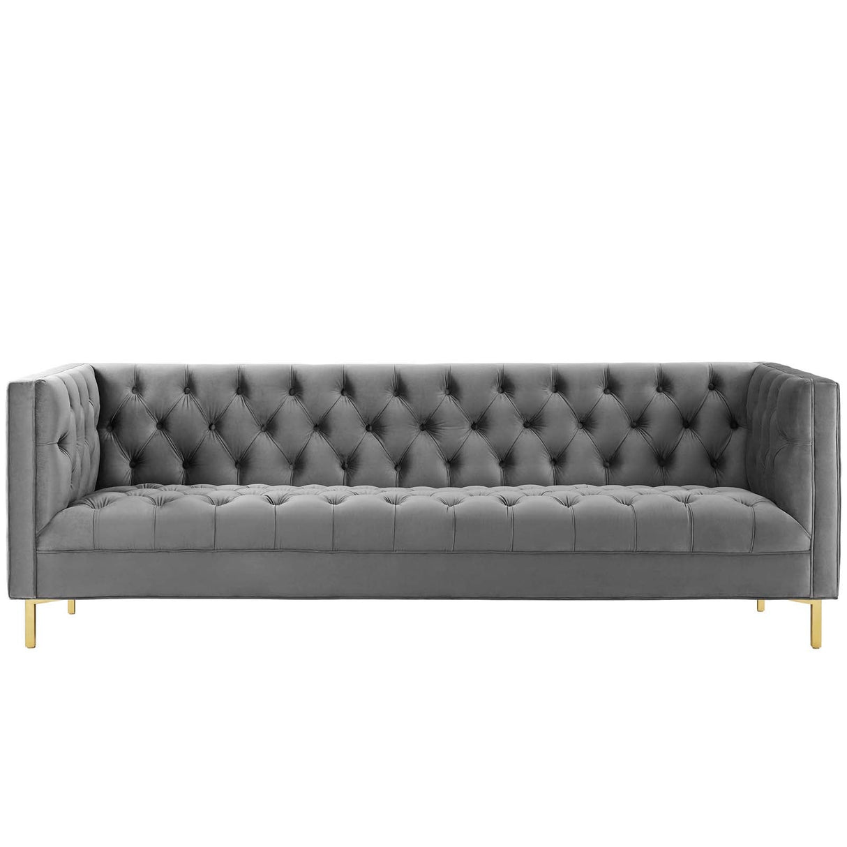 Delight Tufted Button Performance Velvet Sofa - Glam Deco & Stain-Resistant