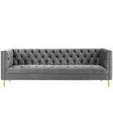 Delight Tufted Button Performance Velvet Sofa - Glam Deco & Stain-Resistant