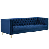 Delight Tufted Button Performance Velvet Sofa - Glam Deco & Stain-Resistant