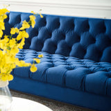 Delight Tufted Button Performance Velvet Sofa - Glam Deco & Stain-Resistant
