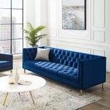 Delight Tufted Button Performance Velvet Sofa - Glam Deco & Stain-Resistant