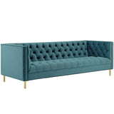Delight Tufted Button Performance Velvet Sofa - Glam Deco & Stain-Resistant