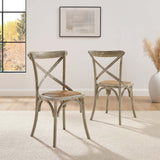 Gear Spindle Back Wood Dining Side Chair Set of 2 - Rustic Modern & Tapered Legs