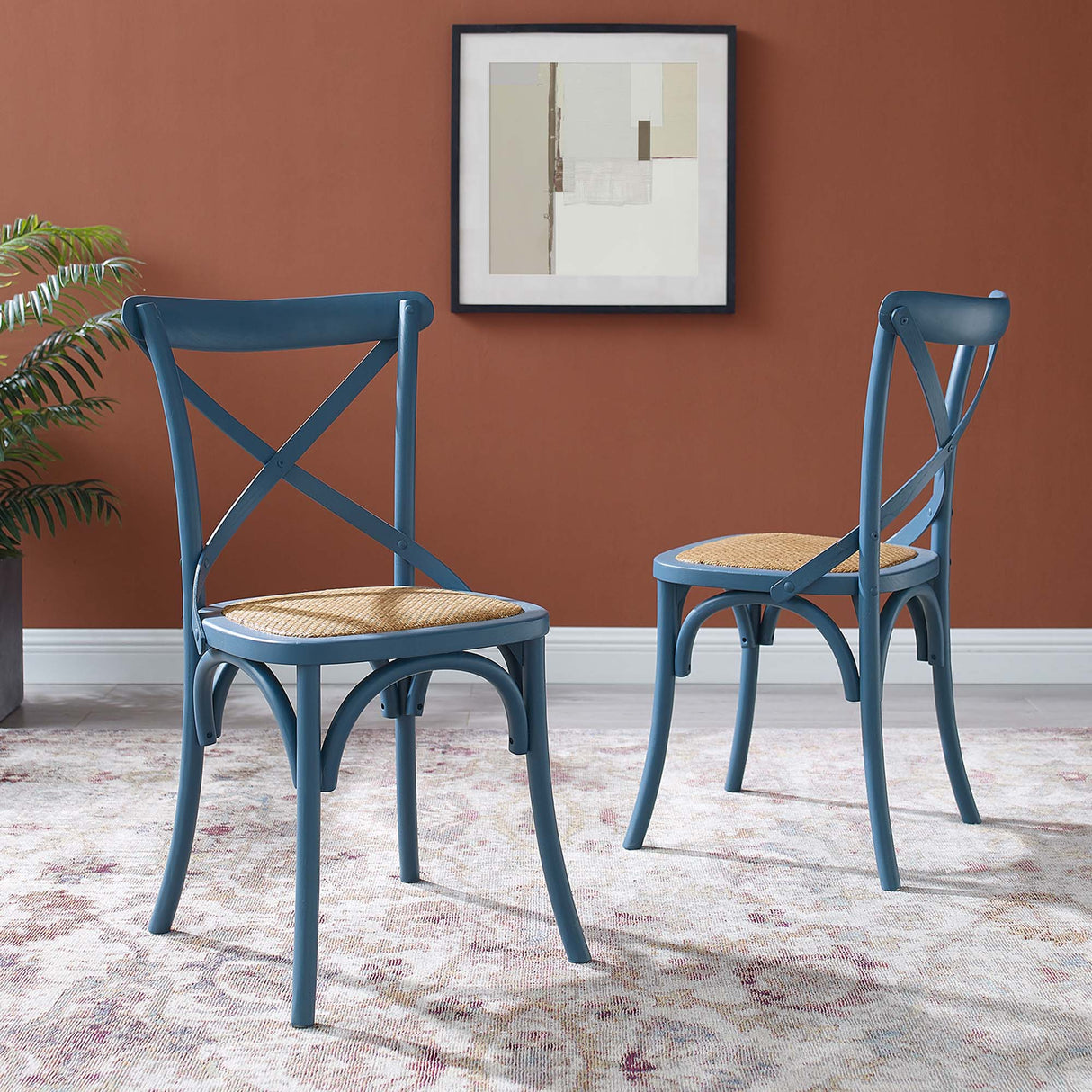 Gear Spindle Back Wood Dining Side Chair Set of 2 - Rustic Modern & Tapered Legs