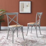 Gear Spindle Back Wood Dining Side Chair Set of 2 - Rustic Modern & Tapered Legs
