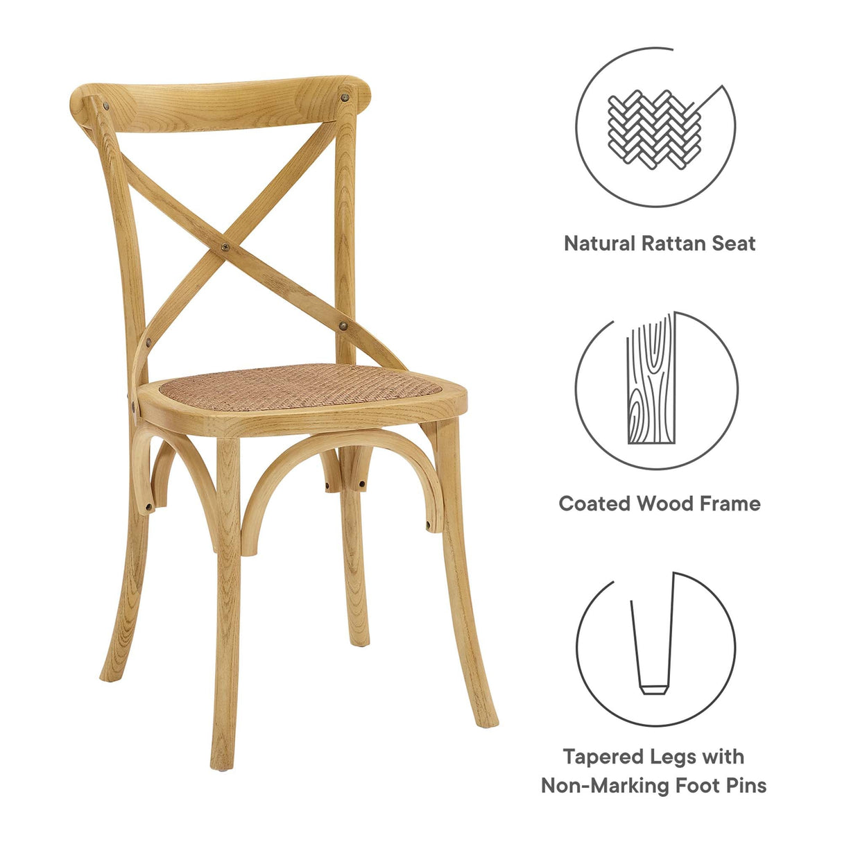 Gear Spindle Back Wood Dining Side Chair Set of 2 - Rustic Modern & Tapered Legs