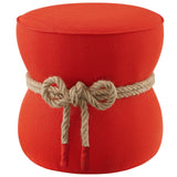 Beat Nautical Rope Upholstered Fabric Ottoman - Coastal Modern & Versatile Footstool