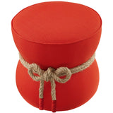 Beat Nautical Rope Upholstered Fabric Ottoman - Coastal Modern & Versatile Footstool