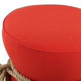 Beat Nautical Rope Upholstered Fabric Ottoman - Coastal Modern & Versatile Footstool