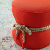 Beat Nautical Rope Upholstered Fabric Ottoman - Coastal Modern & Versatile Footstool