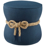 Beat Nautical Rope Upholstered Fabric Ottoman - Coastal Modern & Versatile Footstool