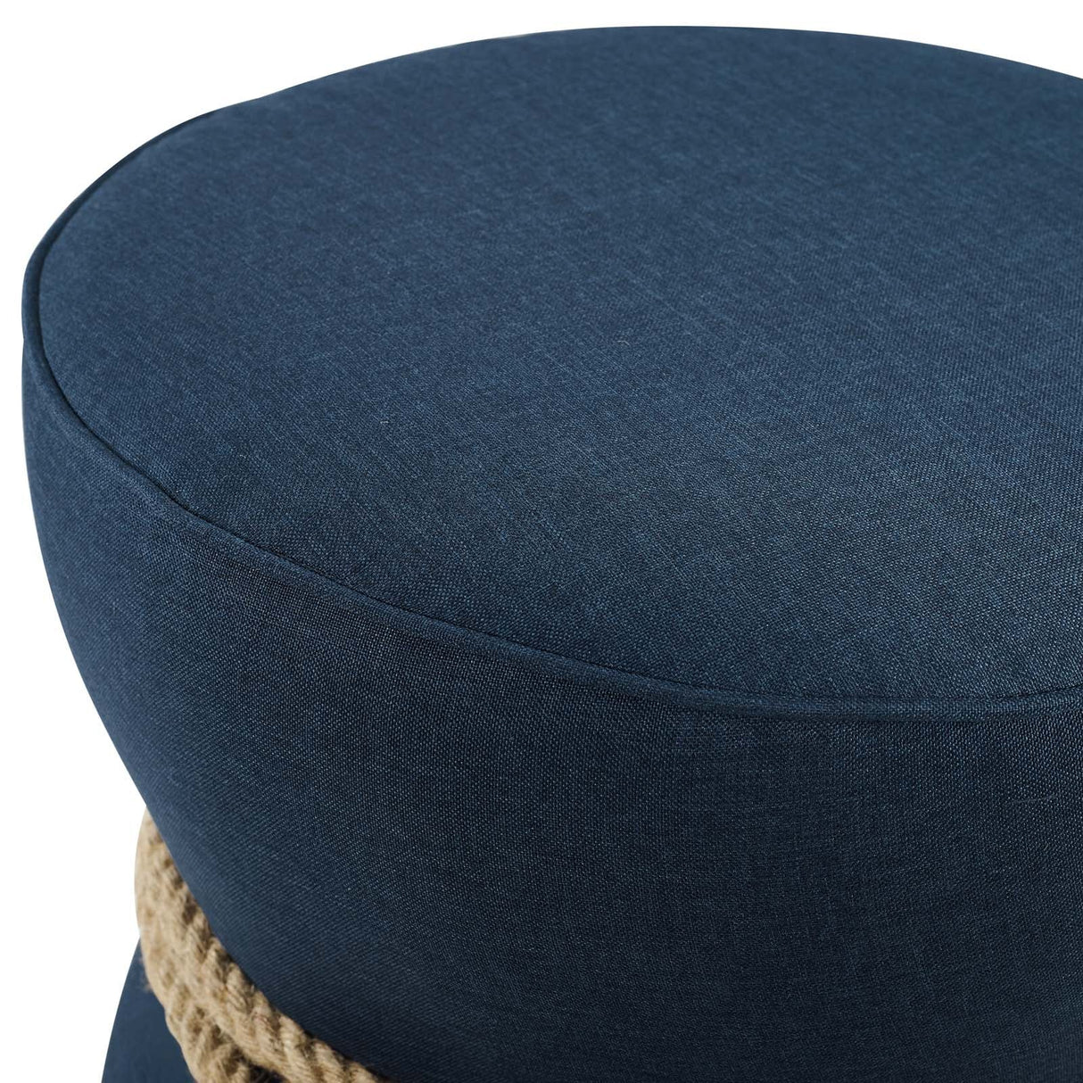 Beat Nautical Rope Upholstered Fabric Ottoman - Coastal Modern & Versatile Footstool