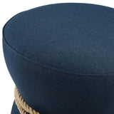 Beat Nautical Rope Upholstered Fabric Ottoman - Coastal Modern & Versatile Footstool