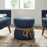 Beat Nautical Rope Upholstered Fabric Ottoman - Coastal Modern & Versatile Footstool