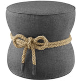 Beat Nautical Rope Upholstered Fabric Ottoman - Coastal Modern & Versatile Footstool