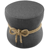 Beat Nautical Rope Upholstered Fabric Ottoman - Coastal Modern & Versatile Footstool