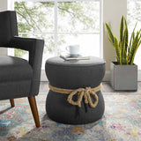 Beat Nautical Rope Upholstered Fabric Ottoman - Coastal Modern & Versatile Footstool