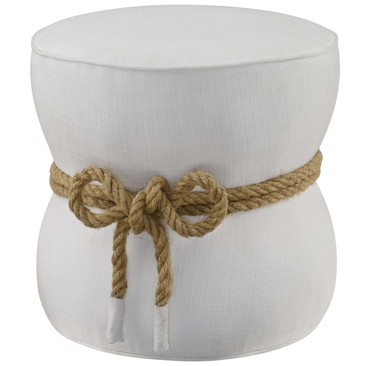 Beat Nautical Rope Upholstered Fabric Ottoman - Coastal Modern & Versatile Footstool