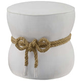 Beat Nautical Rope Upholstered Fabric Ottoman - Coastal Modern & Versatile Footstool